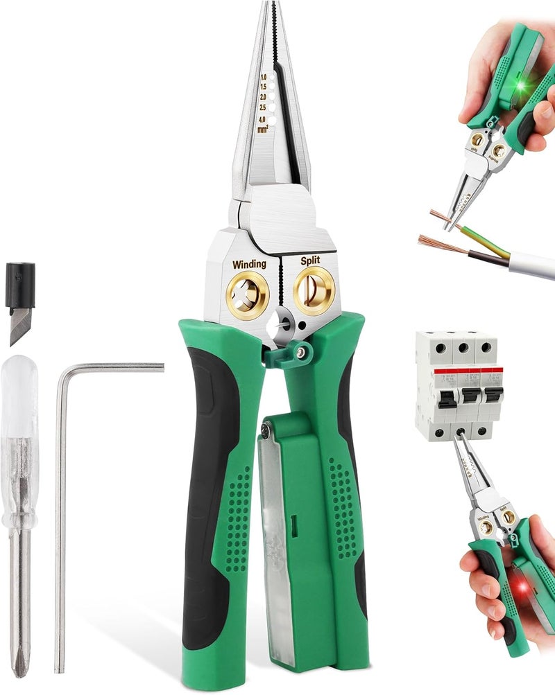 Fatio 8 In 1 Wire Stripper with Voltage Tester, Wire Strippers/Crimper with Plier, Cutters, Splitting(12V-250V), Wire Stripping Tools for 10-18 AWG for Professional Electrician & DIY Tool - Image 1